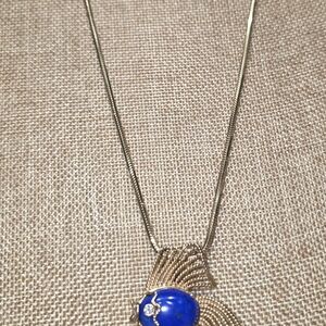 Stunning Gold Necklace with Royal Blue Accent